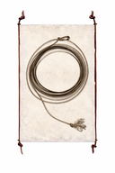 Coiled rope on a textured white background