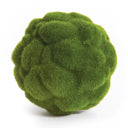 Green textured faux moss ball on a white background