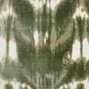 Close-up of a patterned fabric with a mix of green, brown, and beige colors.