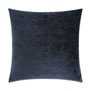A square throw pillow in a dark navy blue textured velvet fabric, shown against a plain white background.