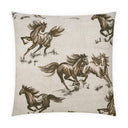 Decorative pillow with running horse pattern on a beige background