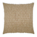 Huma-Harvest taupe woven throw pillow with fringe edge trim.