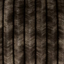 Close-up detail of Summit-Mocha faux fur ribbed pillow fabric in mocha with chevron pattern.