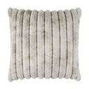 Summit-Sand Pillow 24x24 light grey faux fur ribbed throw pillow.