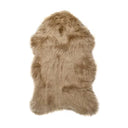 light tan sheepskin fur rug on a white background