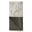 Folded blanket with textured surface and dark gray border on a white background