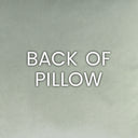 Text 'BACK OF PILLOW' on a textured gray background