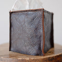 Dark Brown and Rust "Crackled" Leather Single Tissue Box Cover