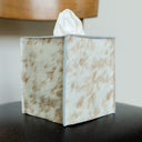 Brown with White Spots Hair-On-Hide Single Tissue Box