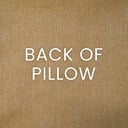 Text 'BACK OF PILLOW' on a textured beige background