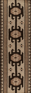 Adobe brown and cream southwestern geometric medallion pattern area rug detail