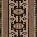 Close-up of Adobe Brown Hand-Woven Rug
patterned with geometric design