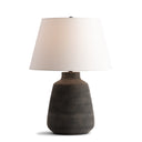 Bruce Table lamp with a textured brown base and white shade on a white background