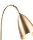 Coleen gold lamp with curved arm on a white background