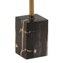 Decorative lamp with black pterified wood base and gold accents on a white background