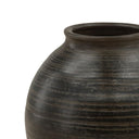 Close-up of a dark brown ceramic pot on a white background
