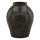 Dark brown textured vase on a white background