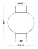 Black and white line drawing showing the dimensions of a vase or bulb-shaped container, with measurements labeled 12.5 inches height and diameters of 4.
