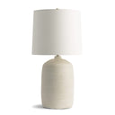 Jefferson Beige table lamp with a white shade on a white background