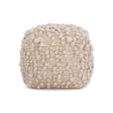 Textured beige pouf on a white background
