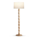 Manor Wooden floor lamp with a white shade on a white background