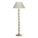 Manor Wooden floor lamp with a beige lampshade on a white background