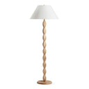 Manor Wooden floor lamp with a white shade on a white background