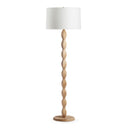 Manor Wooden floor lamp with a white shade on a white background