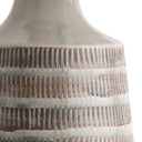 Close-up of a ceramic lamp base with textured design on a white background