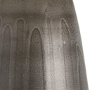 Close-up of a textured gray lamp base with metallic patterns