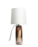 Oriole Table Lamp with a white shade and brown base on a white background