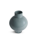 Gray blue small ceramic vase on a white background