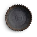 Raleigh black and brown ceramic bowl with textured rim on a white background