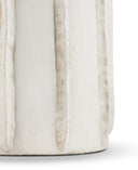 Close-up of textured white Valentina Table Lamp base on a white background