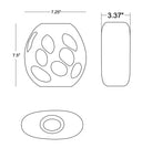 Black and white line drawing showing three views of a product with dimensions: 7.5 inches by 7.