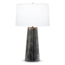 Wyatt Table Lamp with a textured gray base and white shade on a white background