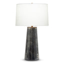 Wyatt Table Lamp with a textured gray base and white shade on a white background